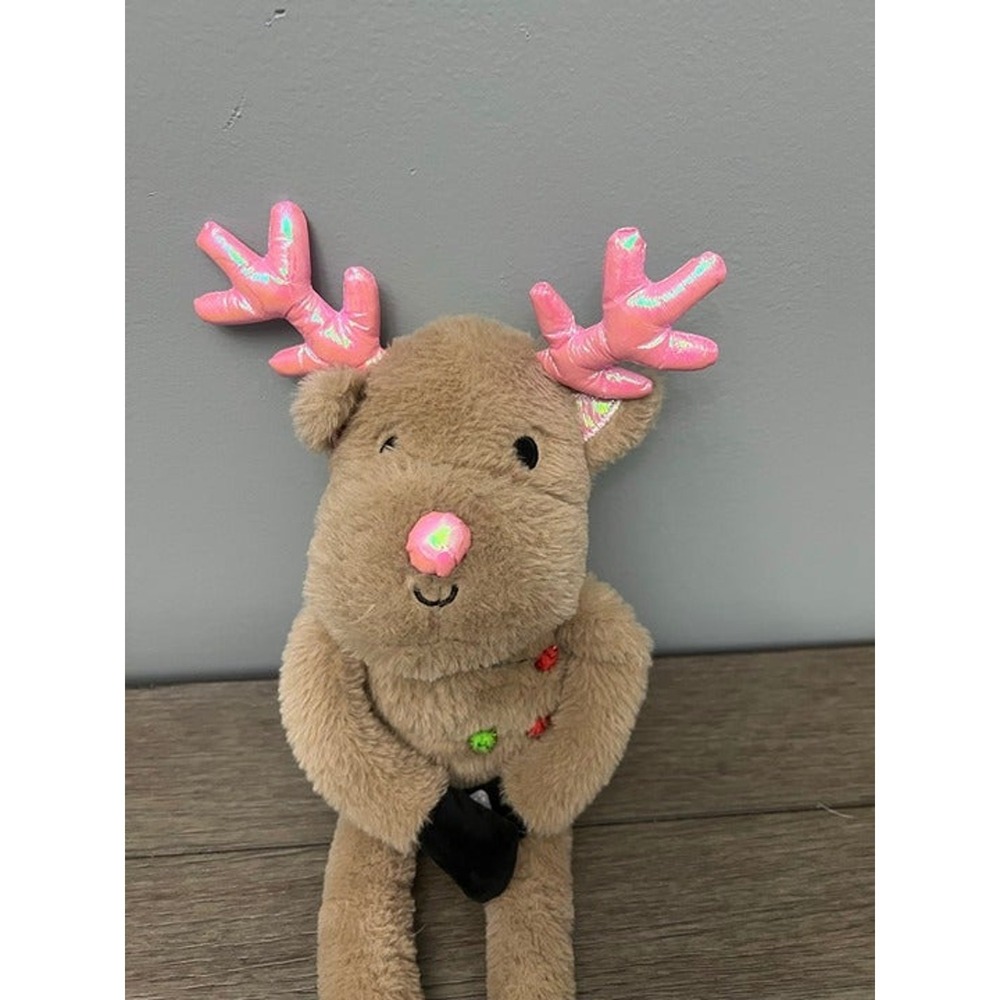 Inter-American Products Reindeer Plush Pink Iridescent Antlers Christmas Lights